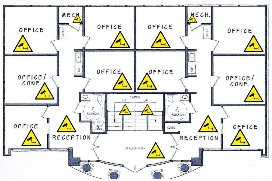 Best position of CCTV camera location in office